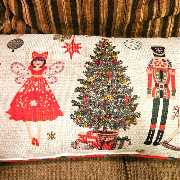 MIREILLE DESIGNS Bead/Bell Embellished Decorative Christmas Nutcracker Pillows - Picture 4 of 14